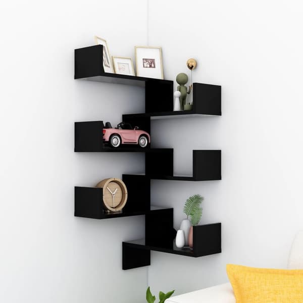 Seinäkulmahyllyt 2 kpl musta 40x40x50 cm tekninen puu