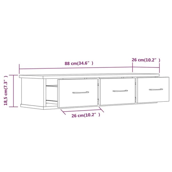 vægskab 88x26x18,5 cm konstrueret træ brun egetræsfarve
