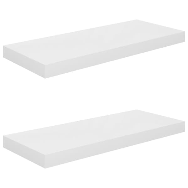 væghylder 2 stk. 60x23,5x3,8 cm MDF hvid højglans