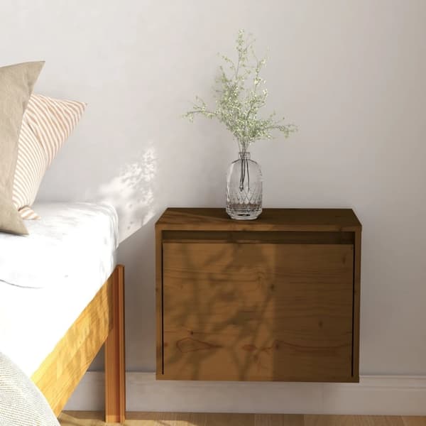 vægskab 45x30x35 cm massivt fyrretræ honningbrun