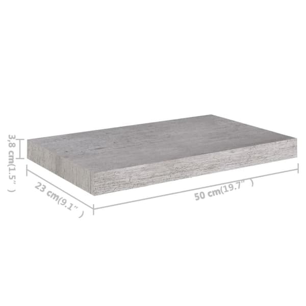væghylde 50x23x3,8 cm MDF betongrå