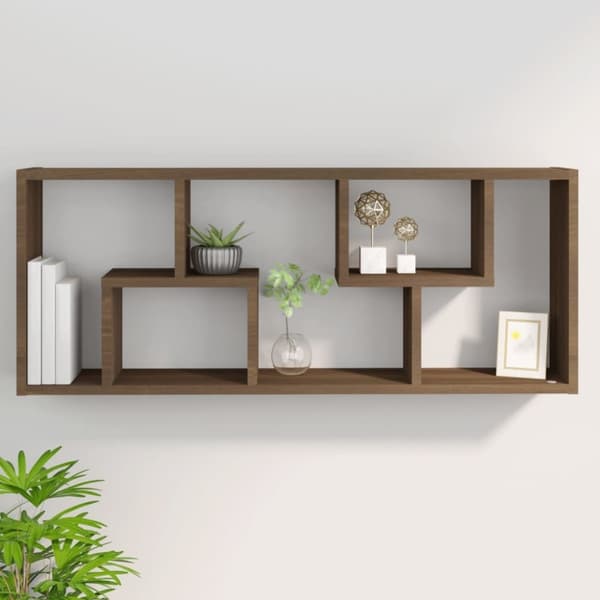Seinähylly ruskea tammi 36x16x90 cm tekninen puu