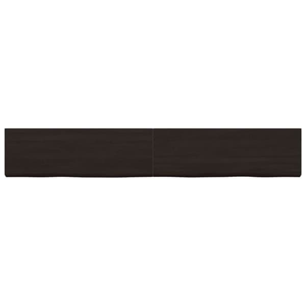 væghylde 180x40x(2-4) cm behandlet massivt egetræ mørkebrun
