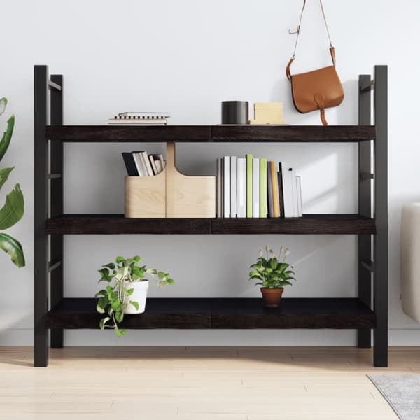Vägghylla mörkbrun 140x60x(2-6) cm behandlad massiv ek
