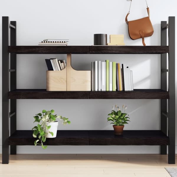 Vägghylla mörkbrun 140x60x(2-6) cm behandlad massiv ek