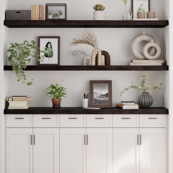 Vägghylla mörkbrun 160x40x(2-6) cm behandlad massiv ek