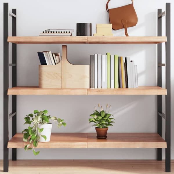 væghylde 120x60x(2-4) cm behandlet massivt egetræ lysebrun