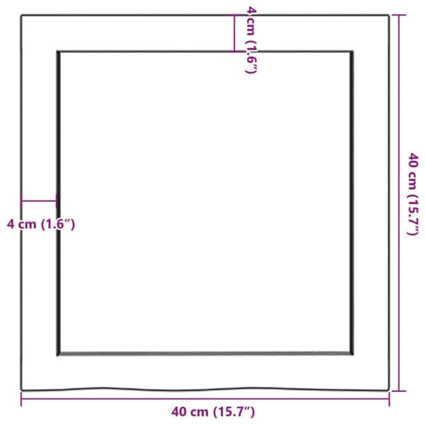 Bänkskiva badrum mörkbrun 40x40x(2-6) cm behandlat massivt trä