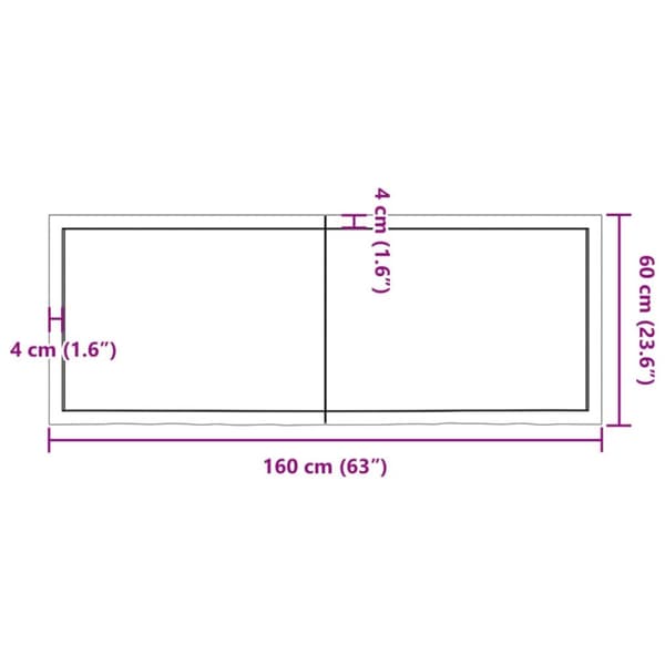 bordplade til badeværelse 160x60x(2-6) cm massivt træ mørkebrun