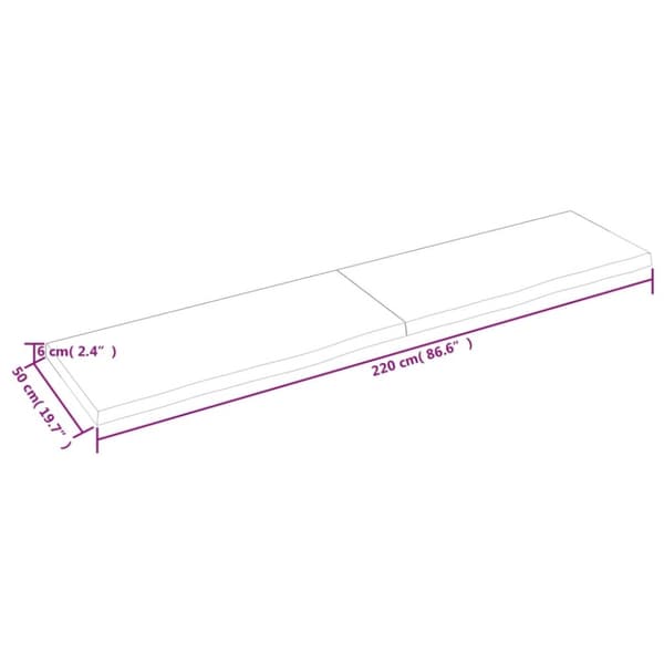 Seinähylly vaaleanruskea 220x50x(2-6) cm käsitelty täystammi
