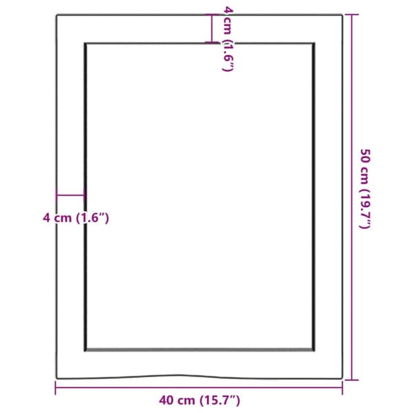 Bänkskiva för badrum 40x50x(2-6) cm obehandlat massivt trä