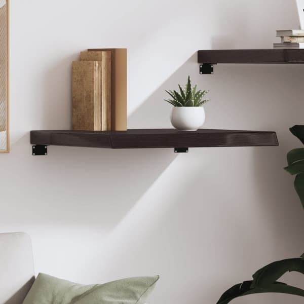 Vägghylla mörkbrun 60x60x(2-6) cm behandlad massiv ek