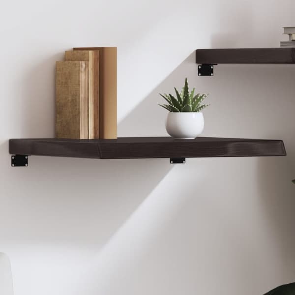 Vägghylla mörkbrun 60x60x(2-6) cm behandlad massiv ek