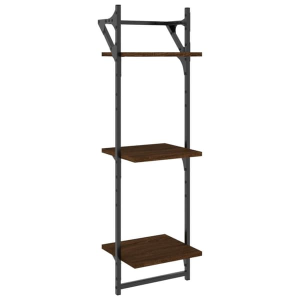 Seinähyllyt tangoilla 3 tasoa 2 kpl ruskea tammi 30x25x100 cm