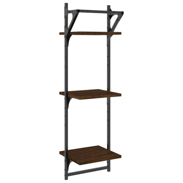 Seinähyllyt tangoilla 3 tasoa 2 kpl ruskea tammi 30x25x100 cm