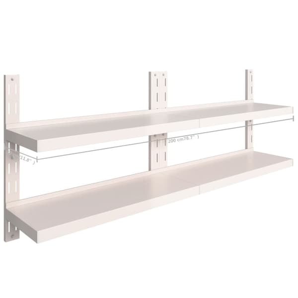 Svävande vägghylla 2 plan rostfritt stål 200x30 cm