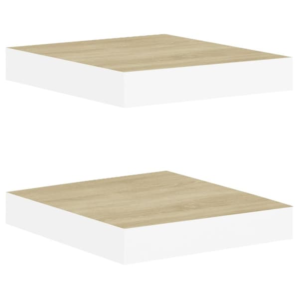 væghylder 2 stk. 23x23,5x3,8 cm MDF egetræsfarvet og hvid