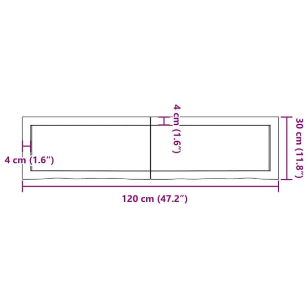 bordplade til badeværelse 120x30x(2-6) cm massivt træ lysebrun