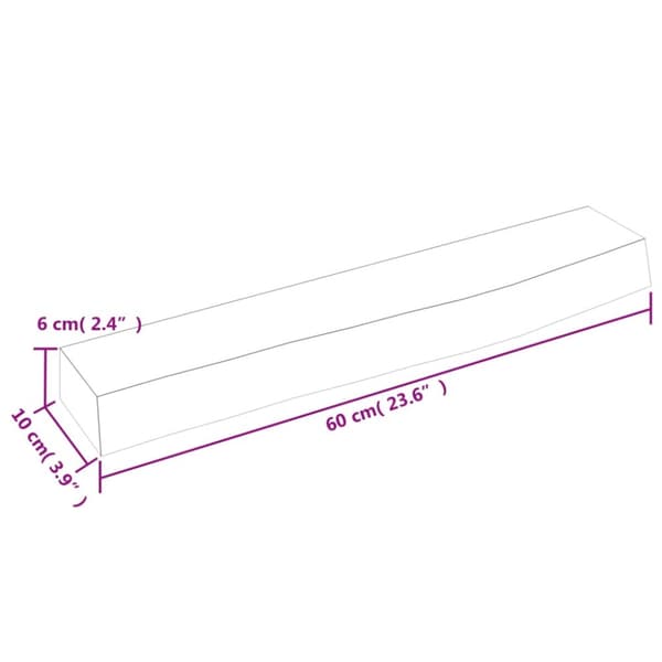 Seinähylly 60x10x6 cm käsittelemätön täysi tammi