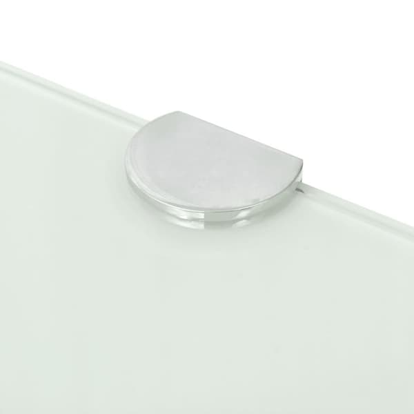 Hörnhylla glas med förkromade hyllkonsoler vit 25x25 cm