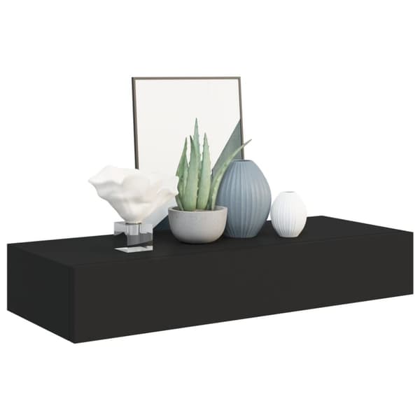 Seinälaatikkohylly musta 60x23,5x10 cm MDF