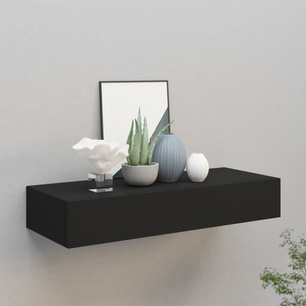 Seinälaatikkohylly musta 60x23,5x10 cm MDF