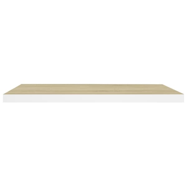 væghylde 80x23,5x3,8 cm MDF egetræsfarve og hvid