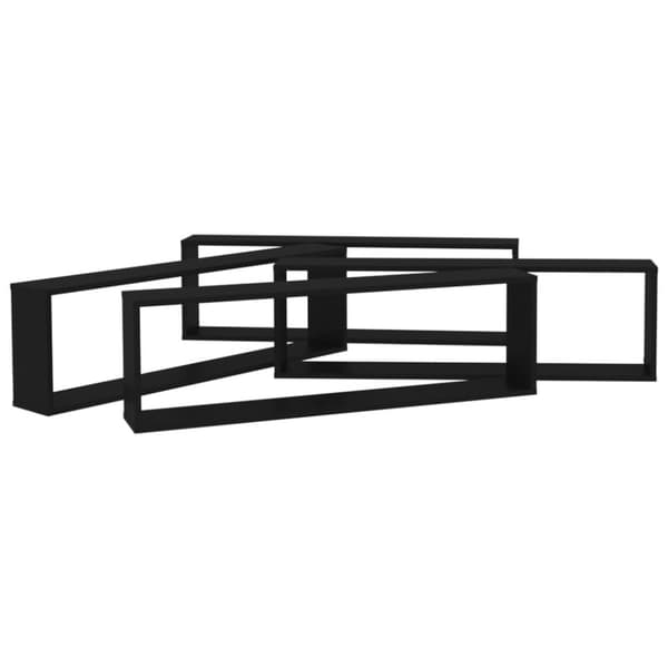 Vägghylla kubformad 4 st svart 100x15x30 cm konstruerat trä