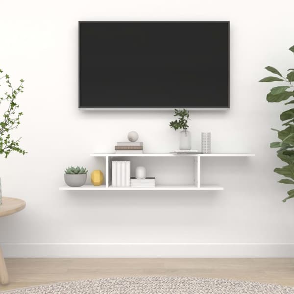 væghængt tv-hylde 125x18x23 cm spånplade hvid
