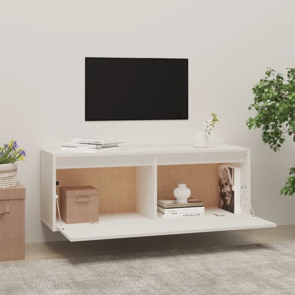 vægskab 100x30x35 cm massivt fyrretræ hvid