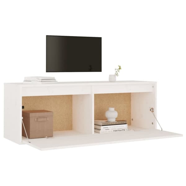 vægskab 100x30x35 cm massivt fyrretræ hvid