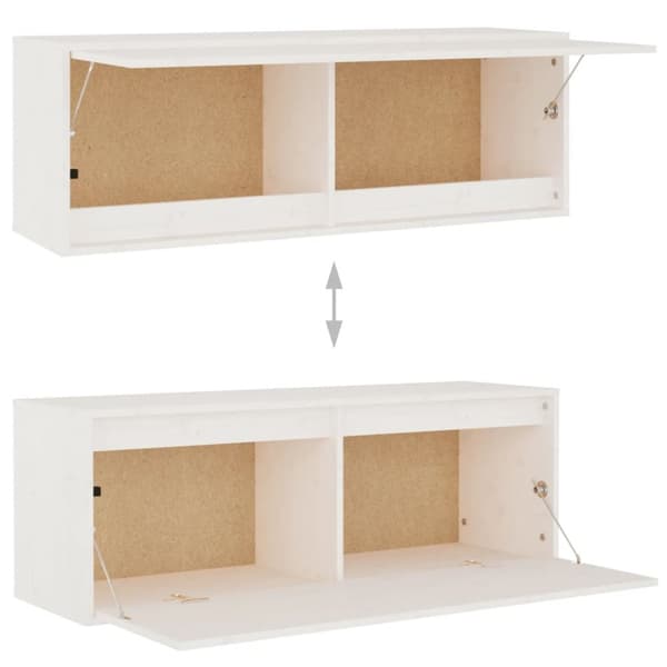 vægskab 100x30x35 cm massivt fyrretræ hvid