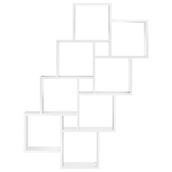 Vägghylla kubformad vit 90x15x119 cm konstruerat trä