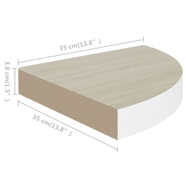 hjørnehylder 4 stk. 35x35x3,8 cm MDF egetræsfarvet og hvid