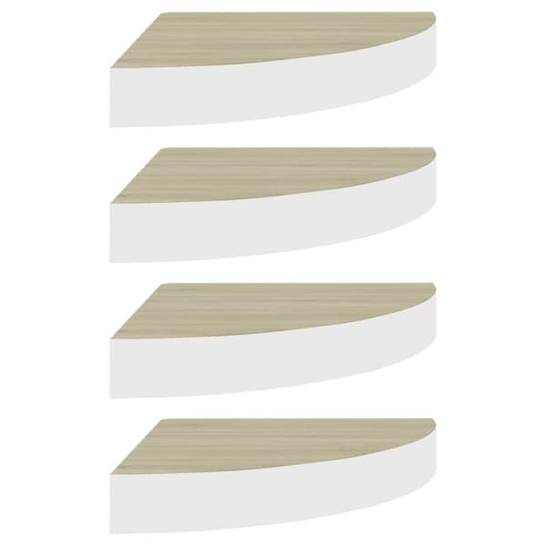 hjørnehylder 4 stk. 35x35x3,8 cm MDF egetræsfarvet og hvid