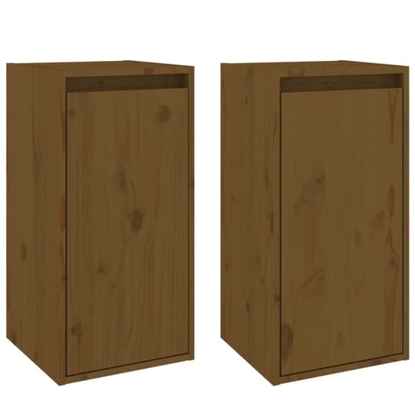 sengeborde 2 stk. 30x30x60 cm massivt fyrretræ gyldenbrun