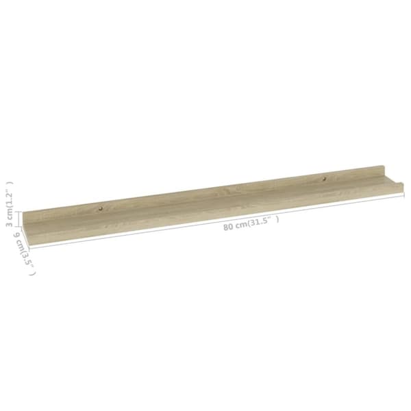 Vägghyllor 2 st sonoma-ek 80x9x3 cm