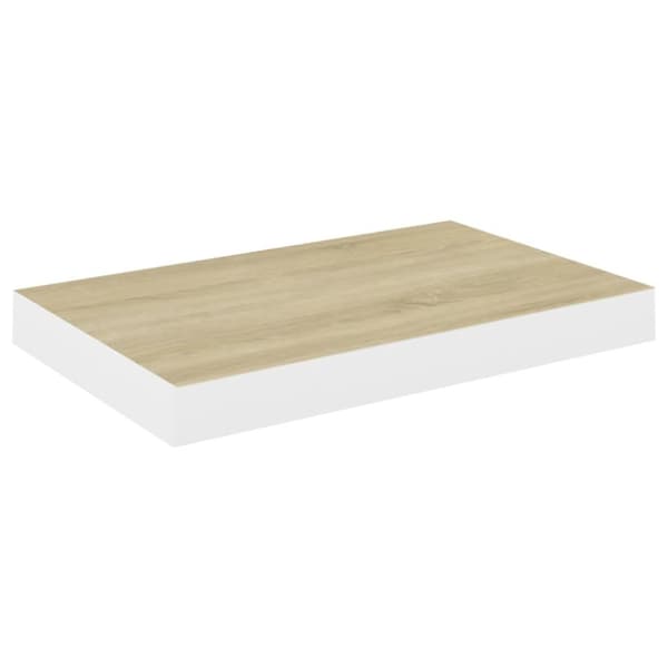 væghylde 40x23x3,8 cm MDF egetræsfarve og hvid