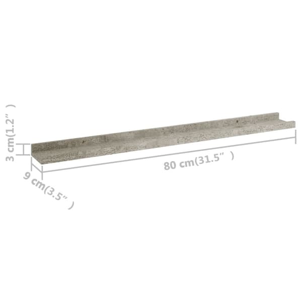 Seinähyllyt 4 kpl betoninharmaa 80x9x3 cm