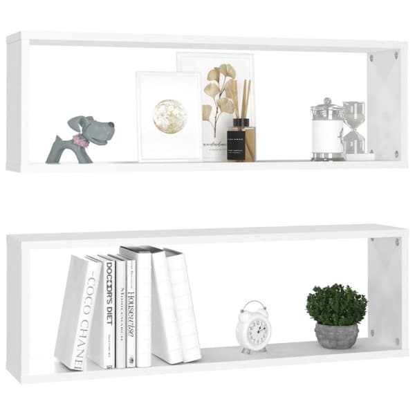 væghylder 2 stk. 80x15x26,5 cm kubeformet spånplade hvid