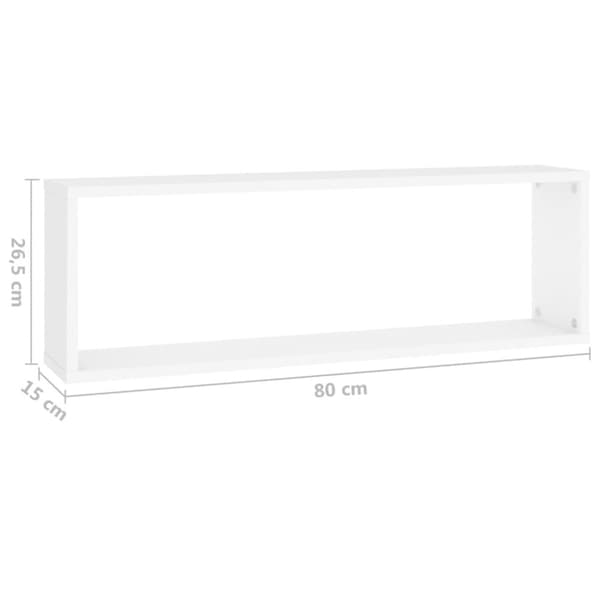 væghylder 2 stk. 80x15x26,5 cm kubeformet spånplade hvid