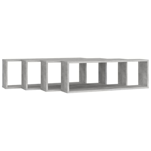 væghylder 4 stk. 80x15x26,5 cm spånplade kubeform betongrå