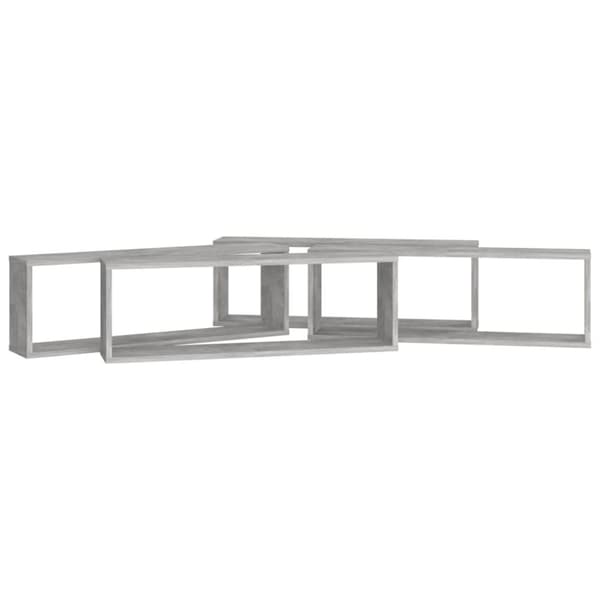 væghylder 4 stk. 80x15x26,5 cm spånplade kubeform betongrå