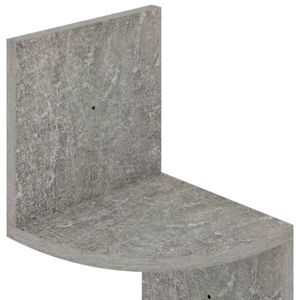 væghængt hjørnehylde 19x19x123 cm konstrueret træ betongrå