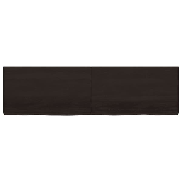 væghylde 180x50x(2-6) cm behandlet massivt egetræ mørkebrun
