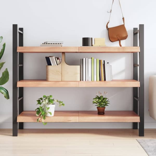 væghylde 140x50x(2-6) cm behandlet massivt egetræ lysebrun