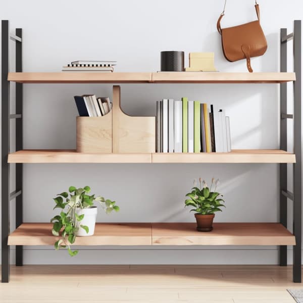 væghylde 140x50x(2-4) cm ubehandlet massivt egetræ