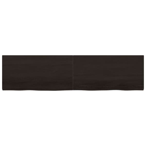væghylde 200x50x(2-4) cm behandlet massivt egetræ mørkebrun