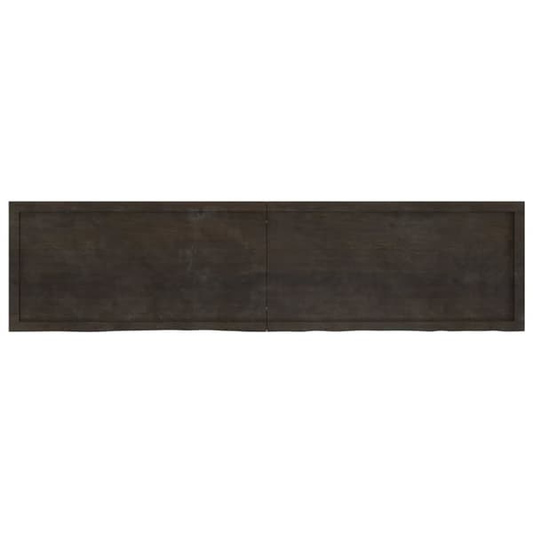væghylde 200x50x(2-4) cm behandlet massivt egetræ mørkebrun