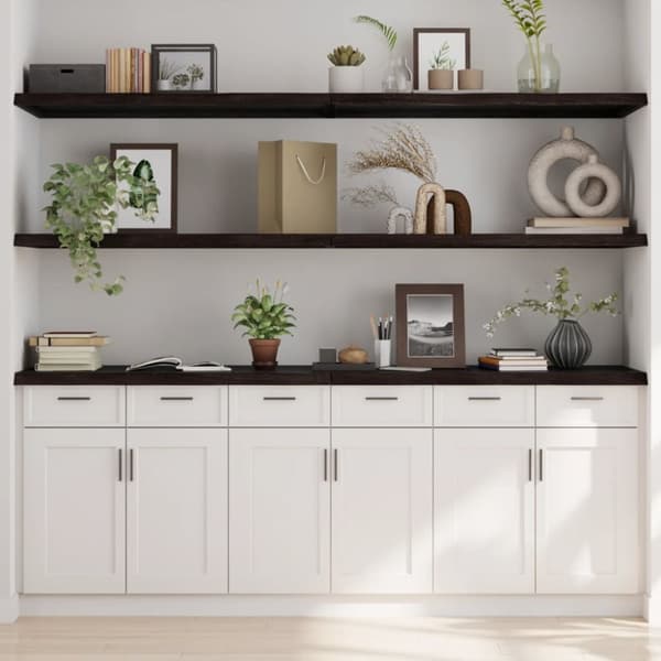 væghylde 200x50x(2-4) cm behandlet massivt egetræ mørkebrun